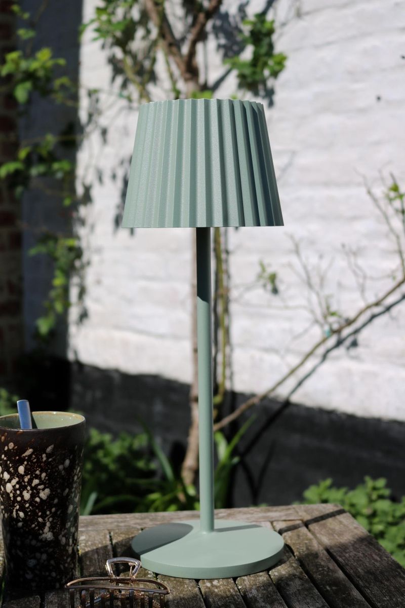 Lucide JUSTINE - Nabíjacia stolová lampa Vonkajšia - Batéria - LED Rozm. - 1x2W 2700K - IP54 - S bezdrôtovou nabíjacou podložkou - Zelená